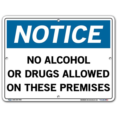 Vestil Aluminum Composite Sign, 9-1/2" Height, 12-1/2" Width, Aluminum Composite, Rectangle, English SI-N-06-B-AC-130